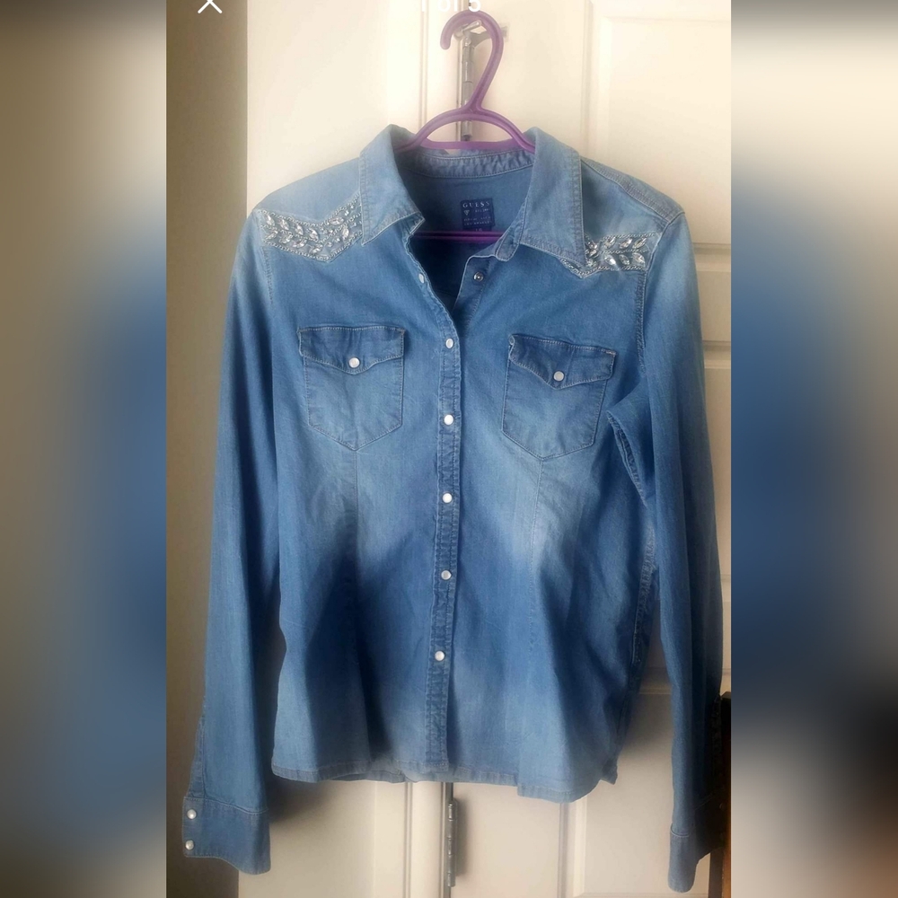 Guess Denim Button Down Top